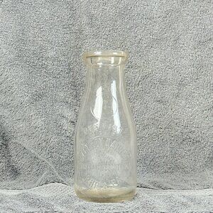 Vintage Glen Roy Dairies One Pint Glass Milk Bottle Collectible